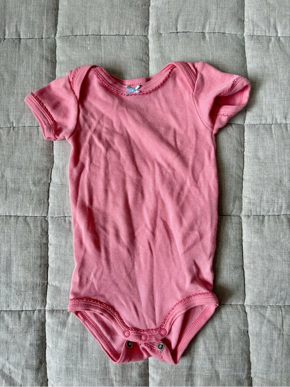 Petit Bateau Pink and Light Pink Short-Sleeve Baby Bodysuits, 0-3m
